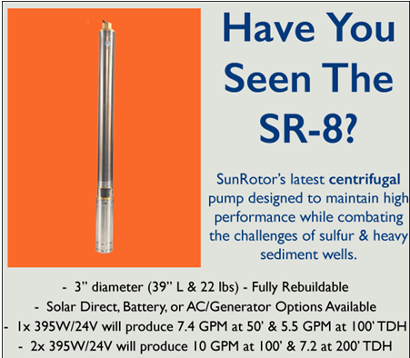 SunRotor SR-8 solar water pumping from Oasis Montana